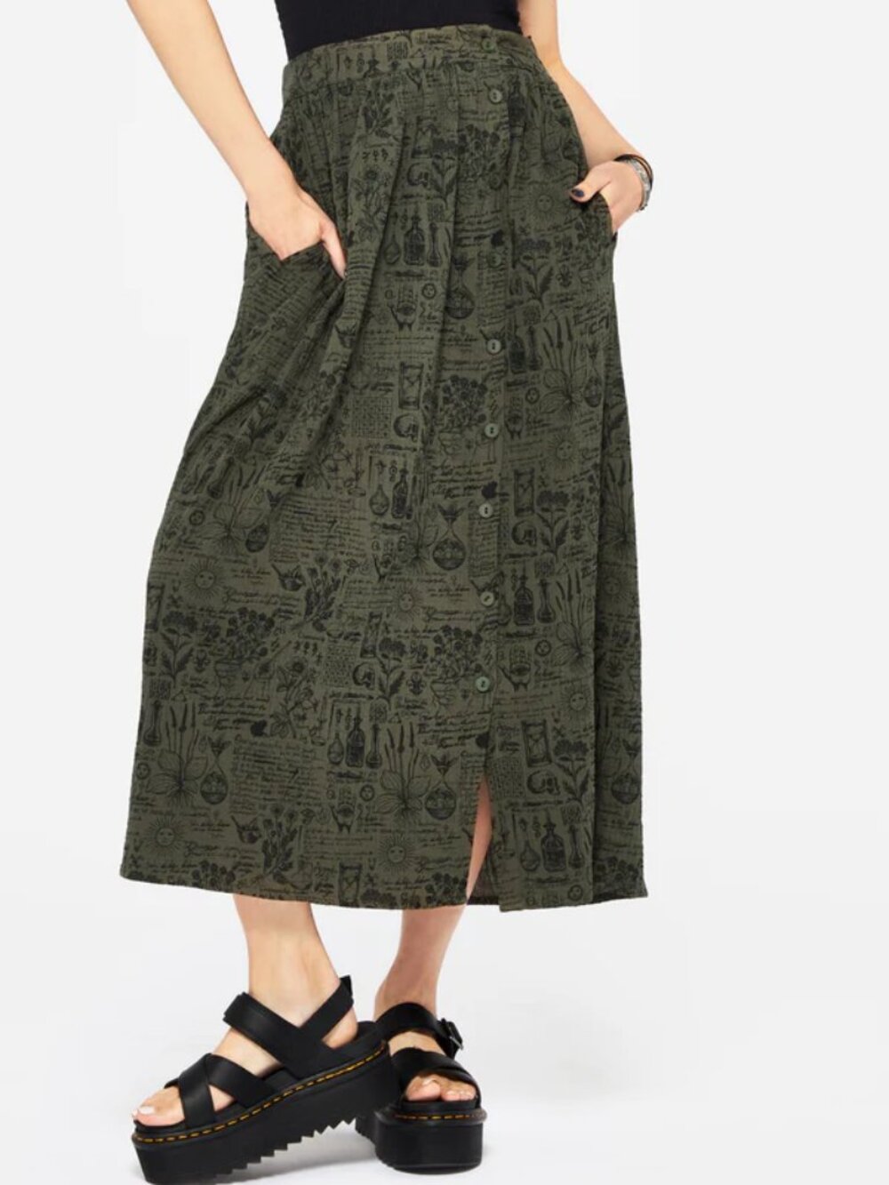 Taddea Cotton Side Button Up Maxi Skirt - 6